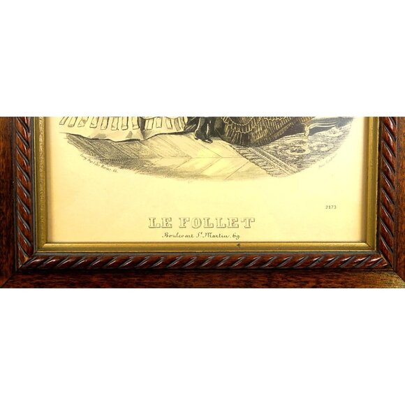 1860s Le Follet Fashion Plate - Women & Boy - Framed Mid-Century Repro - 8x10" - Picture 2 of 5